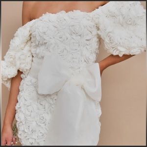 Bow Rosette Floral Dress Tulle Tie Mini Dress